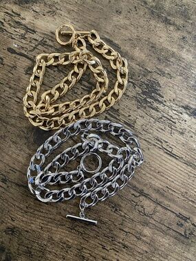 Set of 2 Gold & Silver Toggle Chain Necklaces-approx. 17 inches.